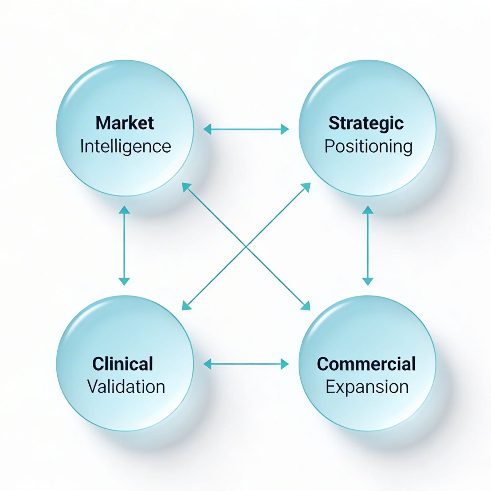 Four step health technology market entry framework including market intelligence, strategic positioning, clinical validation and commercial expansion